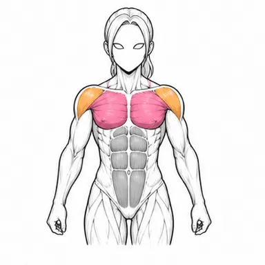 ケーブルクロスオーバーで使われる筋肉（前面）