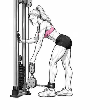 ケーブルキックバックのステップ2: 脚を後方へ押す