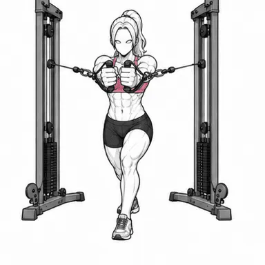 ケーブルチェストプレスのステップ2: 前方へまっすぐ押し出す