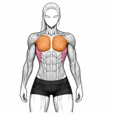 ケーブルプルオーバーで使われる筋肉（前面）