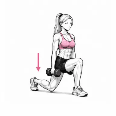 カーテシーランジのステップ3: 前脚で押して戻る