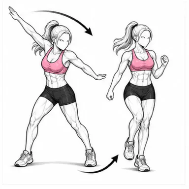 ダンス系エアロビクスのステップ3: 丁寧に戻る