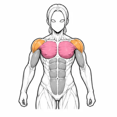 ダンベルフライで使われる筋肉（前面）