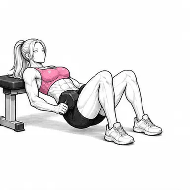 ダンベルヒップスラストのステップ1: ベンチに背中を預ける