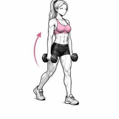 ダンベルランジのステップ3: 前脚で押して戻る
