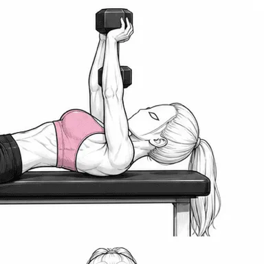 ダンベルプルオーバー（背中）のステップ1: ベンチに仰向けで構える