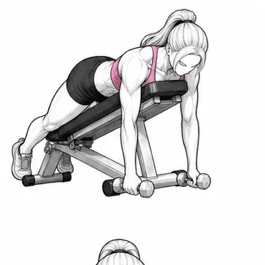 ダンベルYレイズのステップ1: ベンチにうつ伏せで構える