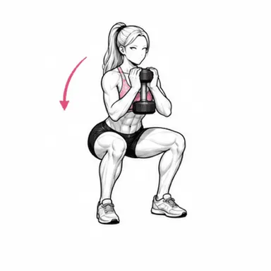 ゴブレットスクワットのステップ2: 深くしゃがむ