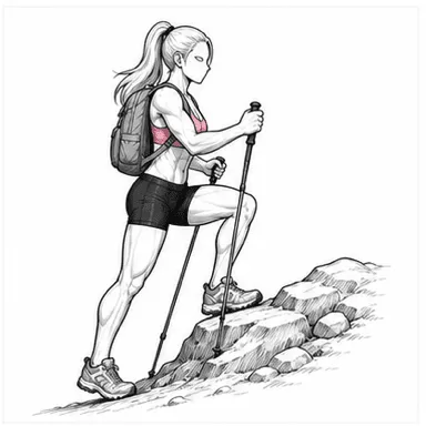 ハイキングのフィニッシュポジション