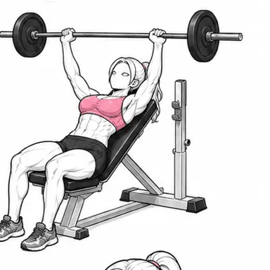 インクラインバーベルプレスのステップ1: インクラインベンチに構える