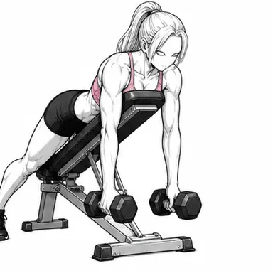 インクラインダンベルロウのステップ3: ストレッチを感じて下ろす