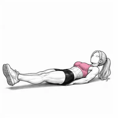 レッグレイズのステップ1: 仰向けで脚を伸ばす