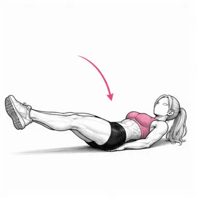 レッグレイズのステップ3: 床手前まで下ろす