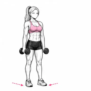 サイドランジのステップ1: ダンベルを両手で持って構える