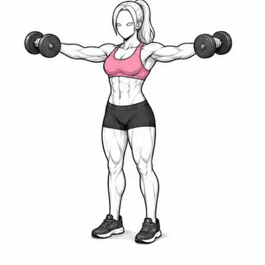 サイドレイズのステップ2: 肩の高さまで弧を描いて挙げる