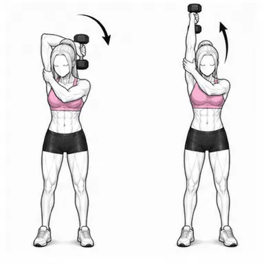 シングルアームオーバーヘッドトライセプスエクステンションのステップ3: 肘を伸ばして押し上げる