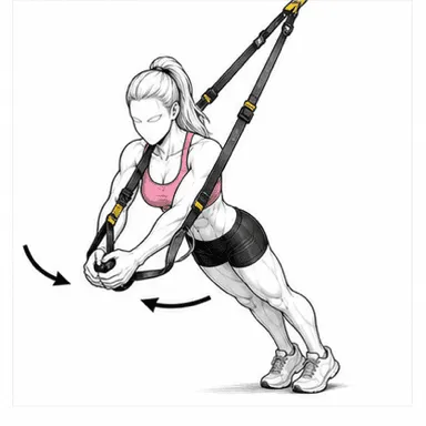 TRXチェストフライのステップ3: 同じ軌道でゆっくり開く