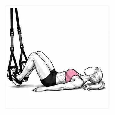 TRXグルートブリッジのステップ1: かかとをTRXに入れる