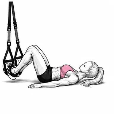TRXヒップスラストのステップ1: 足をTRXに預ける