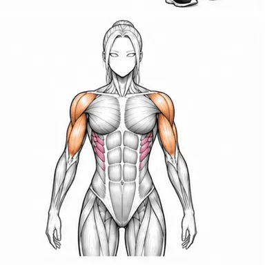TRX Tフライで使われる筋肉（前面）