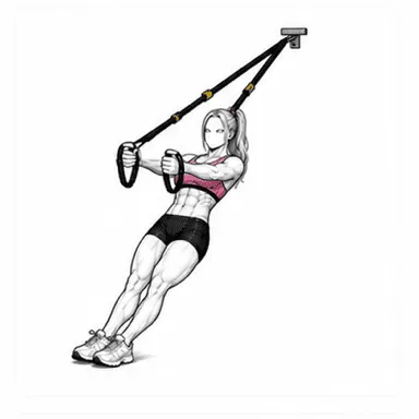 TRX Tレイズのステップ1: ハンドルを握って傾く