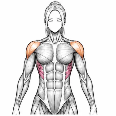 TRX Yフライで使われる筋肉（前面）