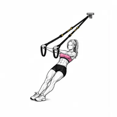 TRX Yレイズのステップ1: ハンドルを握って傾く